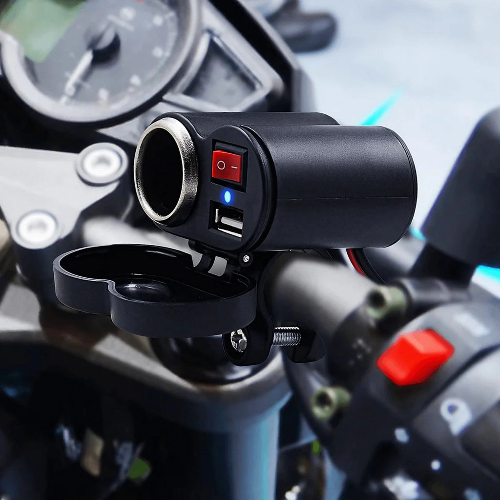 CARGADOR 12V PARA MOTO CON USB Y ENCENDEDOR