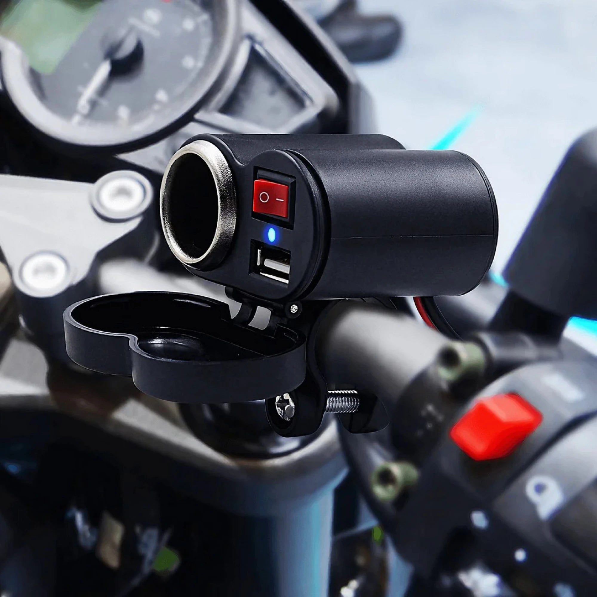 CARGADOR 12V PARA MOTO CON USB Y ENCENDEDOR
