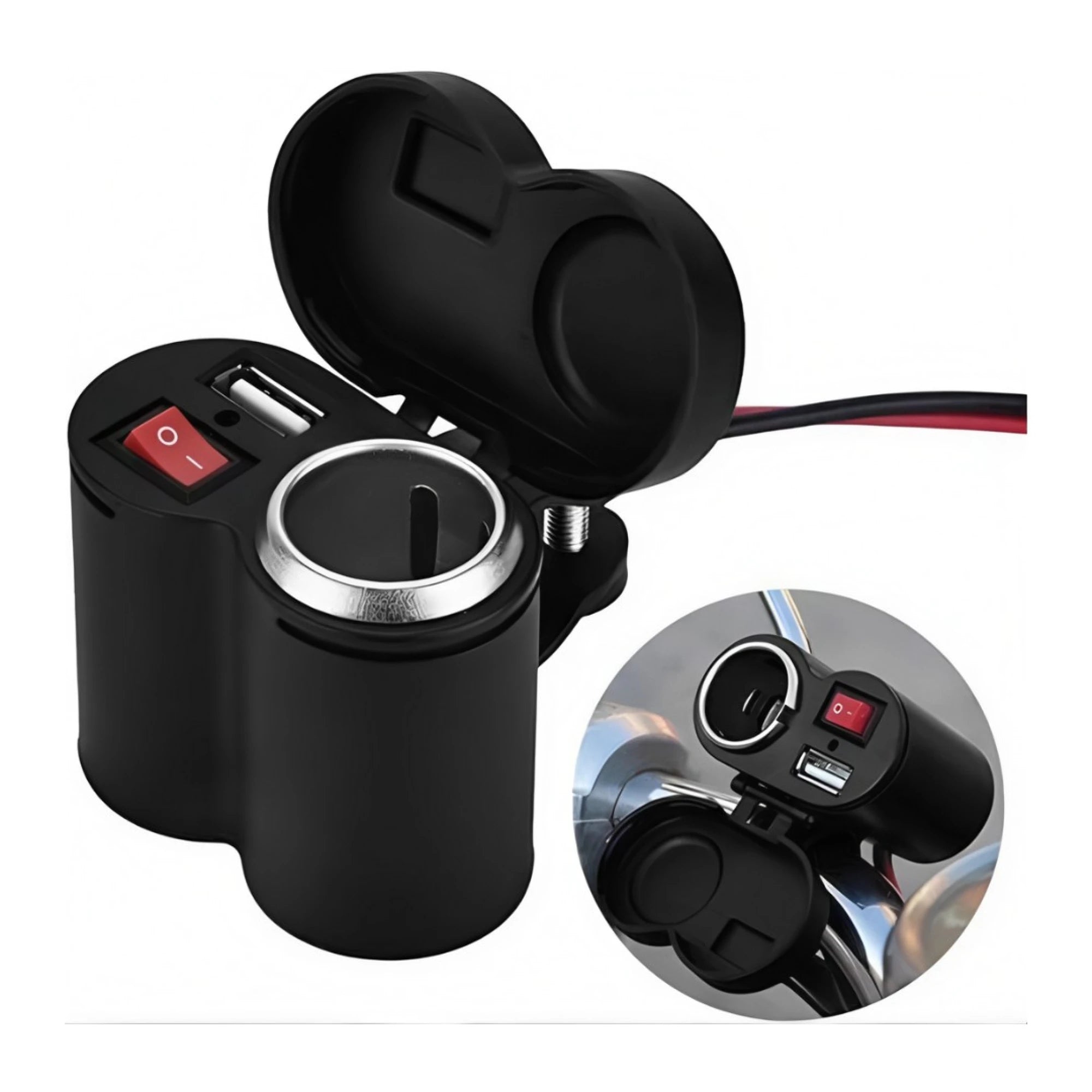 CARGADOR 12V PARA MOTO CON USB Y ENCENDEDOR