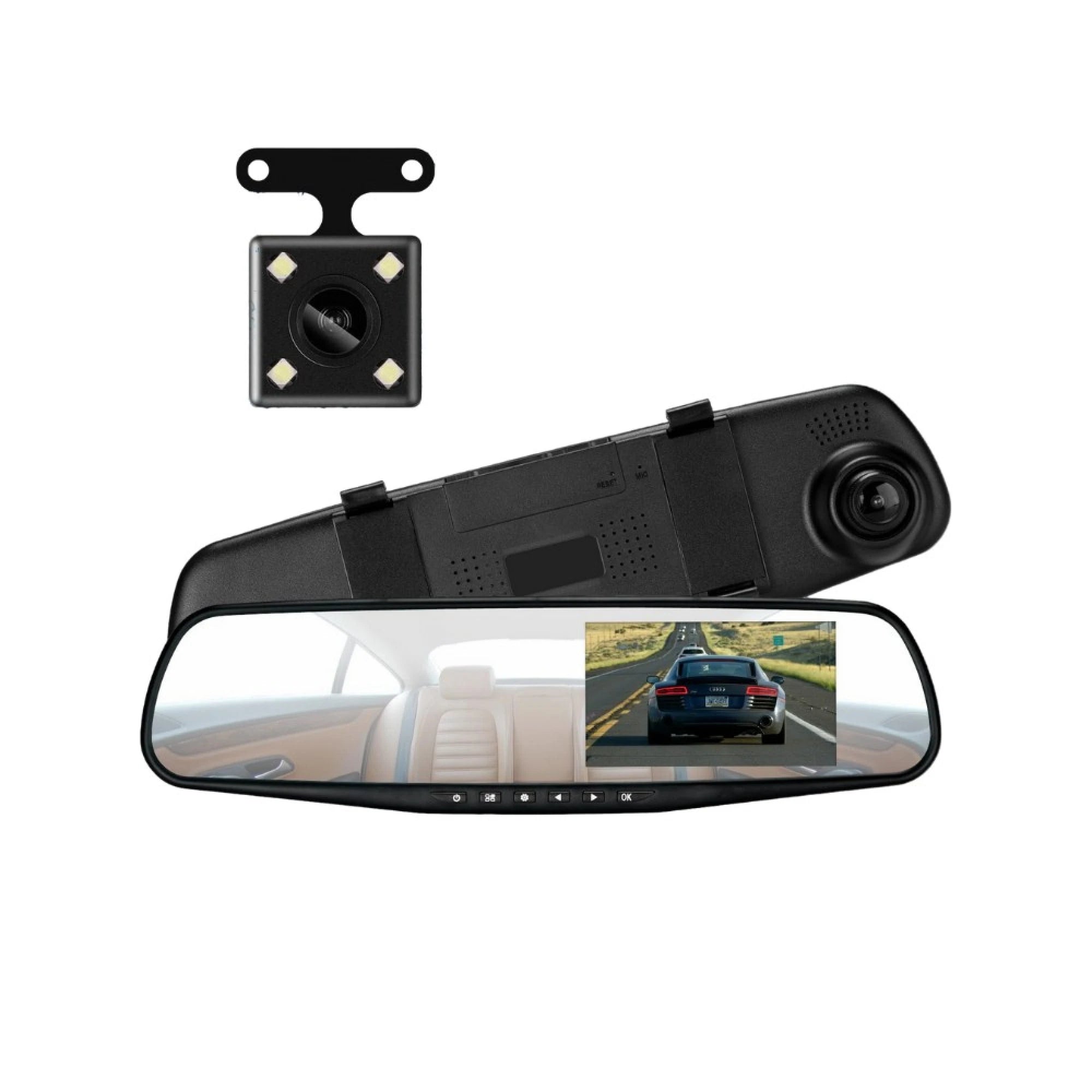 ESPEJO RETROVISOR CON CÁMARA DELANTERA Y TRASERA 1080P 140°