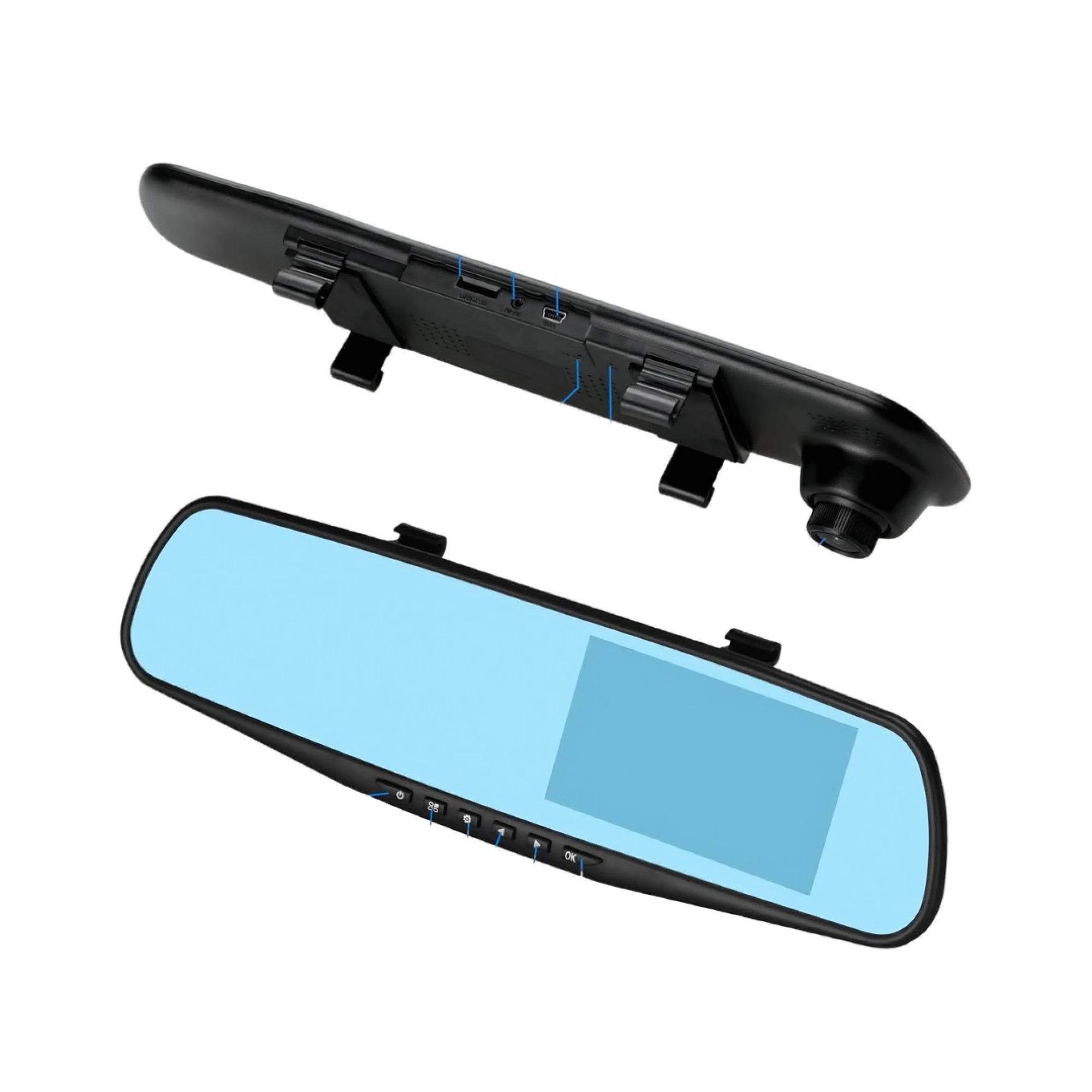 ESPEJO RETROVISOR CON CÁMARA DELANTERA Y TRASERA 1080P 140°